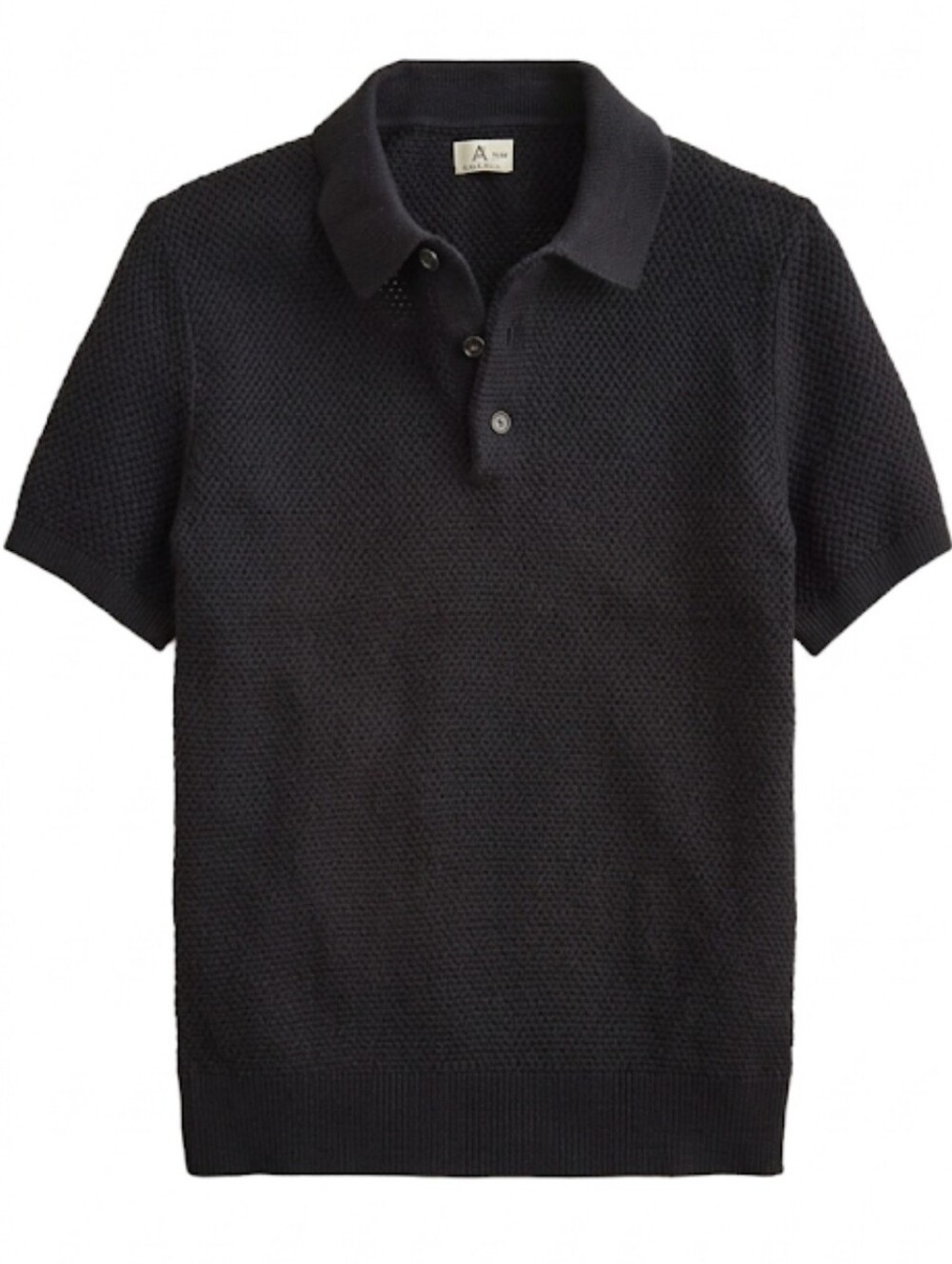 J Crew Mens Black Short Sleeve Seed-Stitch Cotton Polo Sweater Size XL